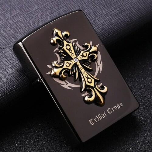 Zorro Zorro kerosene lighter pure copper personality black ice cross Vintage mens windproof lighter
