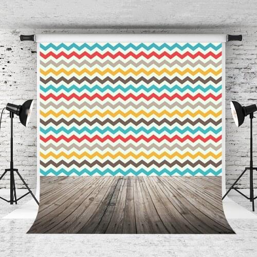 VinylBDS Children Background Retro Wood Floor Colorful Wavy Stripes Newborn Photography Backdrops