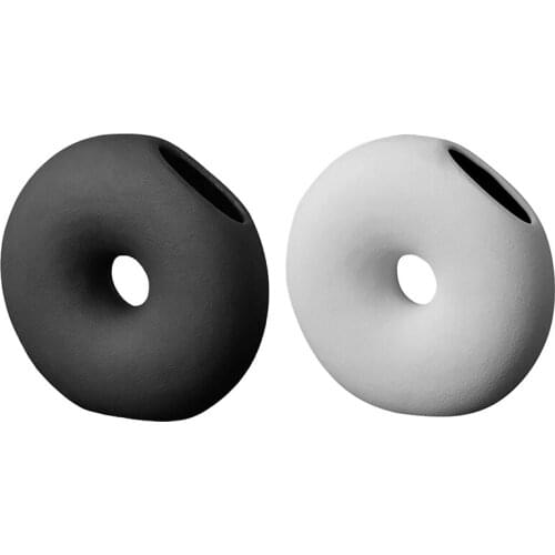 1Pc Donuts Flower Vase Ceramic Circle Shape Flowerpot Nordic Creative Decoration Home Plant Pot Desktop Decor