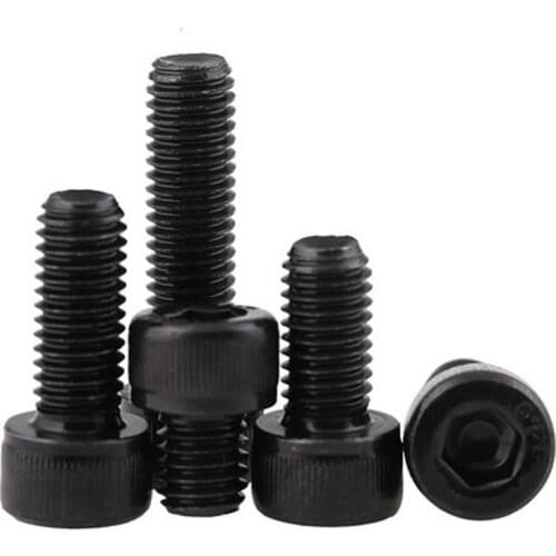 5Pcs M4 inner diameter 12.9 grade Full thread hexagon socket screw bolt Length 55mm-90mm black