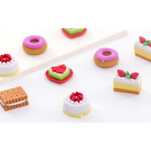 5pcs/pack Cartoon Boxed Milk Biscuit Eraser Cute Stationery School Girl Student Supplies Party Favor Gift