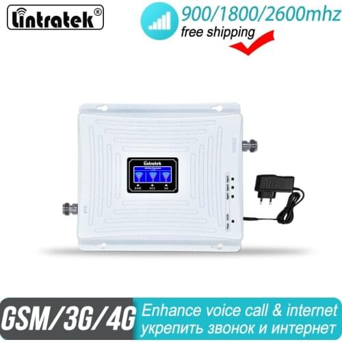 Free Shipping 4G Mobile Amplifier Tri Band Repeater 900 1800 2600 GSM DCS 2G 3G repeater LTE cellular Signal Booster 35