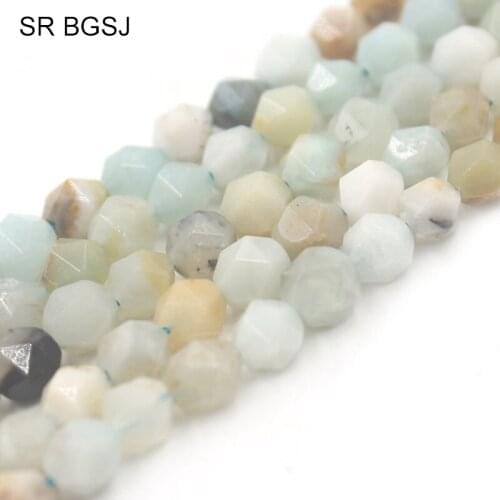 Free Ship 8mm Faceted Round Polygonal Mixed Amazonite Onyx Natural Stone Findings Handcraft Wholesale Beads Strand 15"