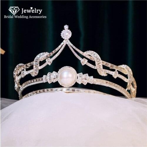 CC Tiaras and Crowns Hairband Pearl Hairwear Wedding Hair Accessories for Women Bride Romantic Party Headwear Jewelry Gift FO01