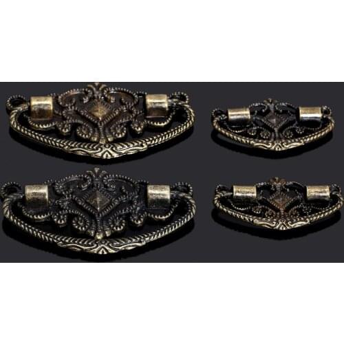 6pcs Handles Ring Knobs Antique Bronze Dresser Cupboard Chest Pull Decorative Furniture Hardware