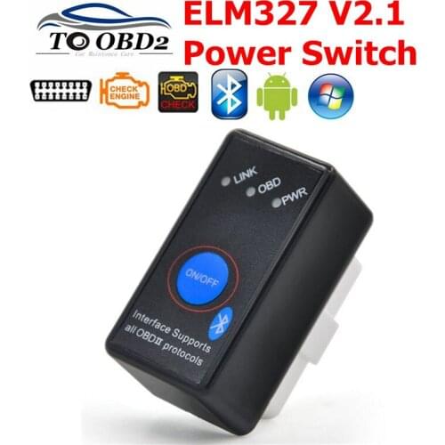 ELM327 Bluetooth V2.1 with Power Switch on/off OBDII Diagnostic Tool for Android/PC ELM 327 OBD2 Torque