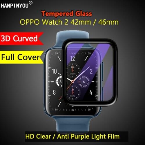 For OPPO Watch 2 42mm 46mm Clear / Anti Purple Light Full Cover 3D Curved Plating Soft PMMA PET Film Screen Protector -Not Glass