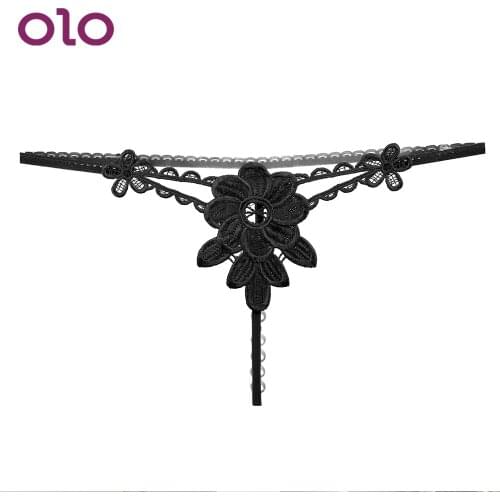 Erotic Underwear Embroidery G-string Thong Panties Flirt Sexy Lingerie For Women Clit Bead Women Crotch Panties Porn Lace T-back