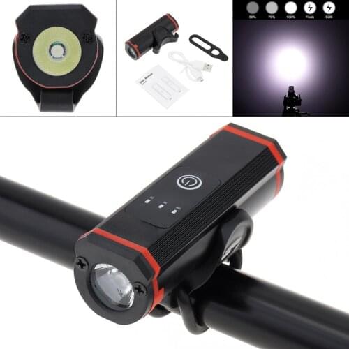 Built-in Battery Bike Light USB Rechargeable Bike Front Headlight T6 LED 5 Mode Super Bright with Battery Indicator with Bracket