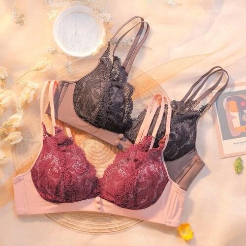 Women Comfortable Modal Wireless Underwear Sexy Romantic Lace Embroidery Bra Set Seamless Adjustment Cup Push Up Brassiere