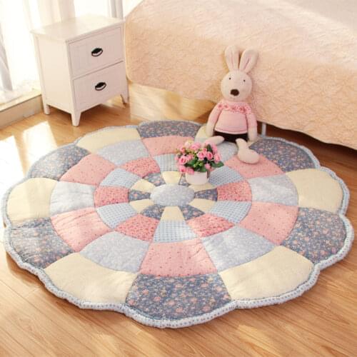 Korean-Style Pastoral Cotton Thickened Non-Slip round Floor Mat Baby Crawling Mat Living Room Balcony Cushion