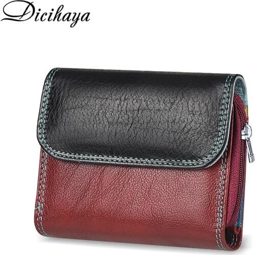 DICIHAYA NEW Genuine Leather Womens Wallet Multicolor Female Small Portomonee Small Wallet Lady Coin Purses For Girls Money Bag