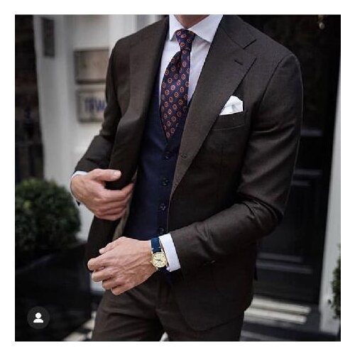 2020 Custom Made Brown Business Men Suits Best Man Blazer Slim Fit Wedding Suits For Men Groom Tuxedos 3 Pieces Costume Homme