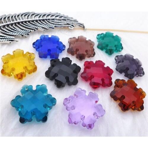 20mm snowflake/flower shape crystal charms grid cut pendants chandelier DIY accessories k9 glass jewelry drop tree hanging 30pcs