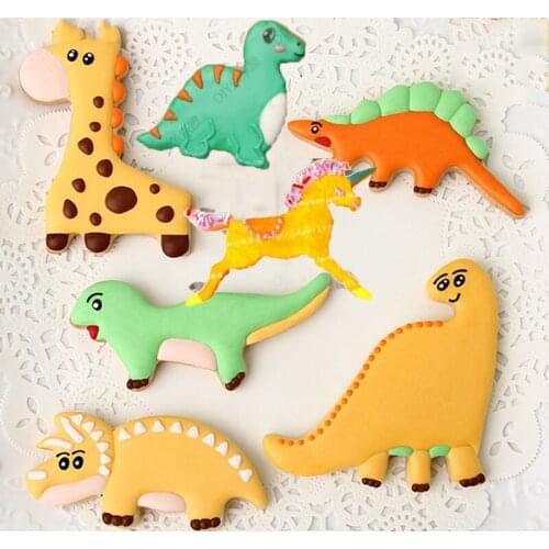 7pcs Dinosaur horse giraffe Metal Cookie Cutter Fondant Cake Decor sugar craft Pastry Biscuit tool cupcake animal bread mold