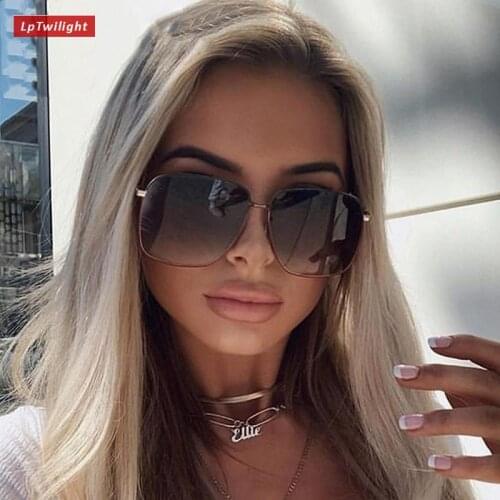 LpTwilight 2021 Fashion Metal Women Sunglasses Mirror Classic Large frame Retro Street Beat Glasses Travel Oculos De Sol UV400