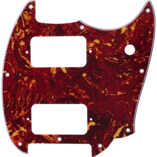 Musiclily Pro 9 Holes Round Corner HH Guitar Pickguard 2 Humbuckers for Squier Bullet Series Mustang, 4Ply Vintage Tortoise