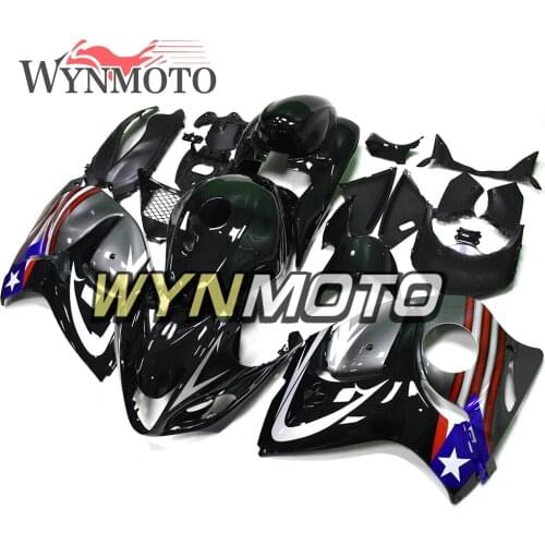 Black Silver PR Flag on The Lowers Complete Fairing For GSXR1300 2008-2016 08 09 10 11 12 13 14 15 16 Injection ABS Bodywork
