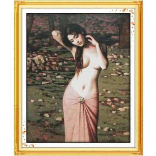 Charming beautiful girl bathing naked art crafts home wall decoration cross - stitch furniture pictures aestheticism