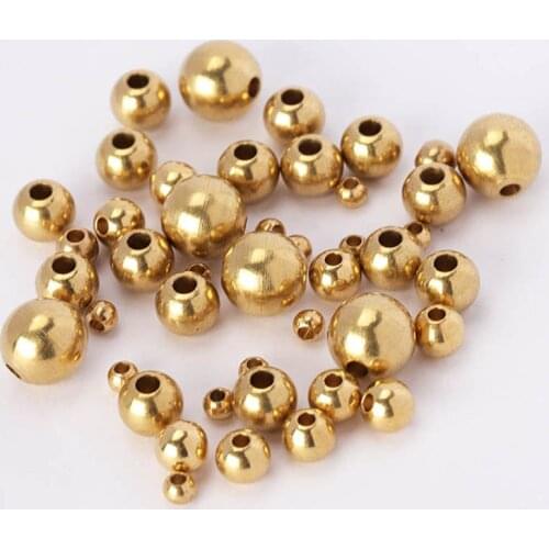 50pcs/lot 3/4/5/6/8mm Original Brass Spacer Beads Ball Loose Beads for Charms Bracelets Necklace Jewelry Making Components DIY