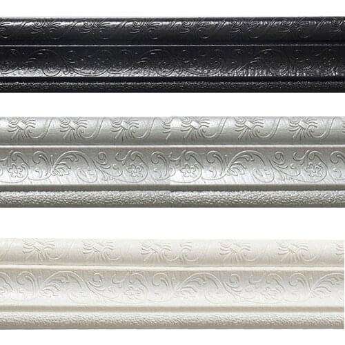 2.3M 3D Self-adhesive Border Wall Sticker Top Corner Line Wall Edge Strip Wall Sticker Tiles Wallpaper Border Home Decor