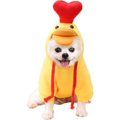 Stylish Pet Hoodie Chicken Shape Bright Color Cosplay Skin-friendly Pet Dogs Cats Hooded Sweatshirt for Holiday Pet Costume