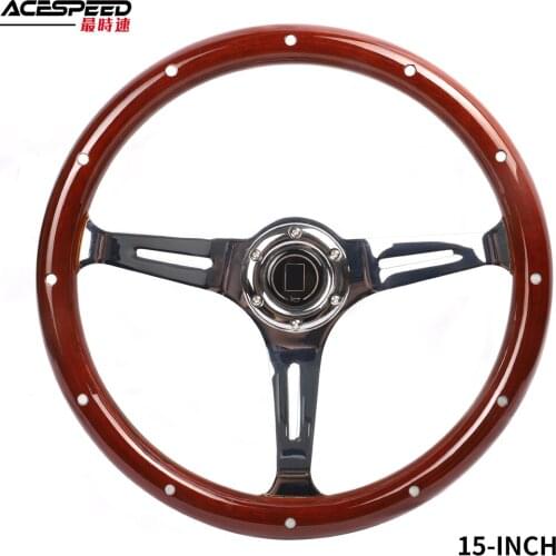 15Inch Steering Wheel 358mm Real Wooden Cassical Steering Wheel Universial
