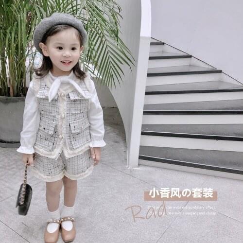 Girls' spring clothes Korean vest two-piece set new childrens suit girls clothing girls winter clothes