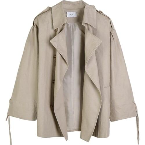 2021 New Womens Windbreaker Casual Trendy Lady Coats Spring Autumn Loose Female Trench Coats Vintage Khaki Oversize Outerwear