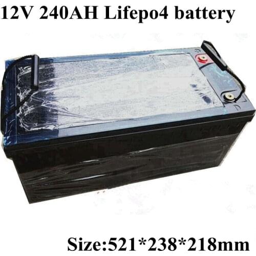 Waterproof Lifepo4 12V 240AH Lithium Battery 100A BMS 4S 12.8V for 1200W Caravan Inverter Solar Golf Cart UPS +10A Charger