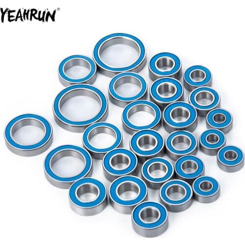 YEAHRUN RC Wheel Hub Ball Bearing Chrome Steel Blue Rubber Sealed 26Pcs Bearings Set For 1/10 Traxxas TRX-4 RC Car Upgrade Parts