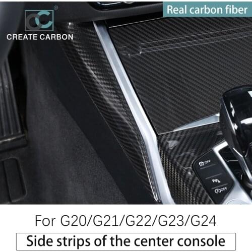 CREATE CARBON Real Carbon Fiber Center Control Side Trim Cover For BMW G20 G21 G22 G23 G24 Car Accessories Modified Inner Decor