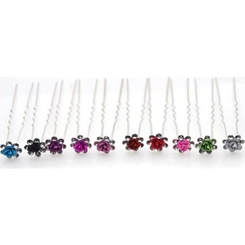 Golden Yellow Dark Light Blue Rose Red Purple Pink White Rose Flower Women & Kids Alloy Hair Clasp Headwear Hair Accessories