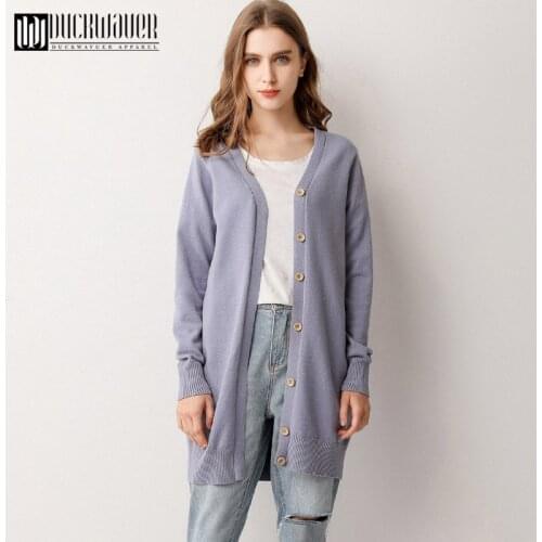 Duckwaver Ladies Sweaters Autumn 2020 Plus Size Casual Solid Color Cardigan Women Sweater Fashion Elegant Pocket Outerwear