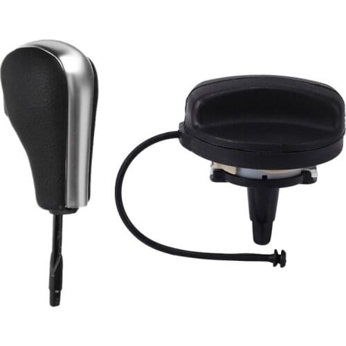 1 Pcs Fuel Gas Tank Filler Cover Cap & 1 Pcs Car Automatic Vehicles Gear Knob Black