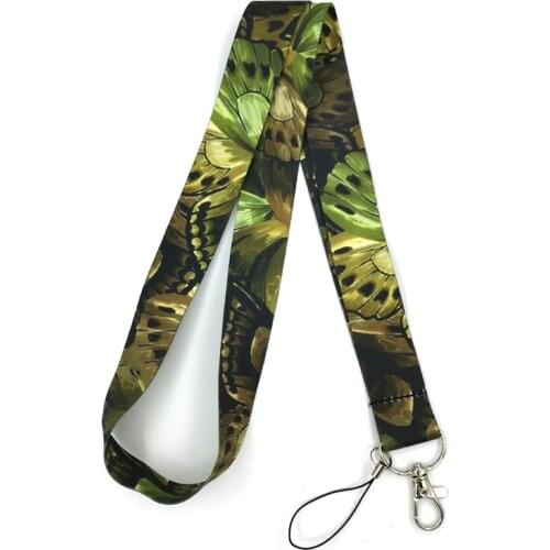 10pcs Vintage Butterfly Lanyard Keys Phone Holder Funny Neck Strap With Keyring ID Card DIY Animal webbings ribbons Hang Rope