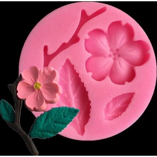 1Pcs Cake Fondant Moulds Soap Chocolate Stencils Cake Decoration Tools Kitchen Gadgets Peach Blossom Shape Food Grade