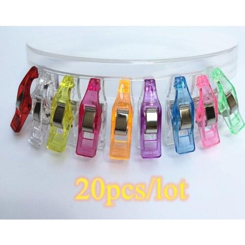 20Pcs Garment Clips Colorful Plastic Clip Holder for DIY Patchwork Fabric Quilting Craft Sewing Knitting Clip Home Office Supply
