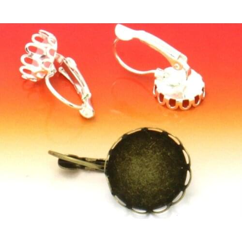 20pcs 10mm Earring Hooks Round Silver/Antique Bronze Cabochon Cameo Tray Settings Earring Blank Base Supplies for Jewelry