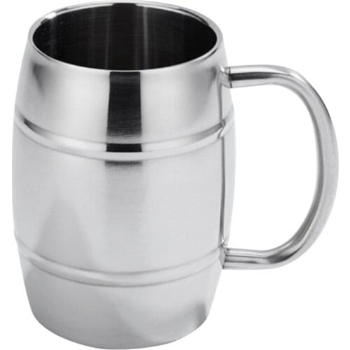 470Ml Stainless Steel Beer Cup Mugs Outdoor Camping Tea Coffee Cup With Handle Insulated Portable Water Cup Drinkware