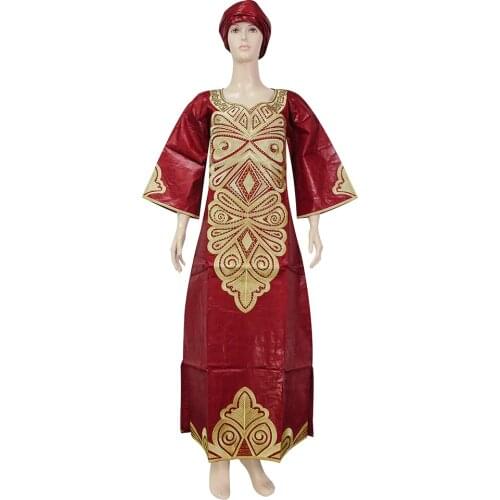 African Dresses For Women Traditional Bazin Rich Fashion 2021 New Kaftan Dress Tenue Africaine Femme Wedding Party Boubou Turban