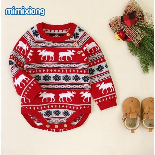 0-2years Baby Boys Baby Girls Bodysuit Infant Toddler 100% Cotton Knitted Rompers Newbron Christmas Outfits KF447