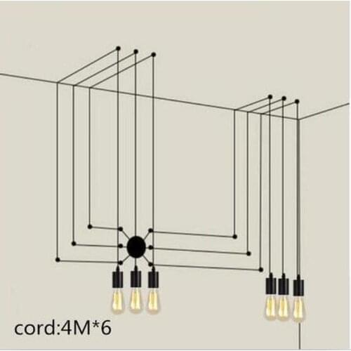 AC 90-260V Rope DIY Black Pendant Light Modern Ceiling Nordic Hanging Lamps Spider Lights Living Room Pendant Lamp