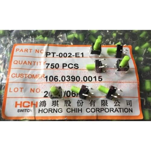 HCH Light touch switch PT-002-E1 6*6*9.5mm 6*6*9.5 micro button vertical 4 pin green handle