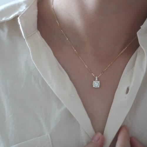 Custom full diamond small luxury block pendant pure 9K GOLD micro inlaid zirconium diamond Mini Necklace Pendant