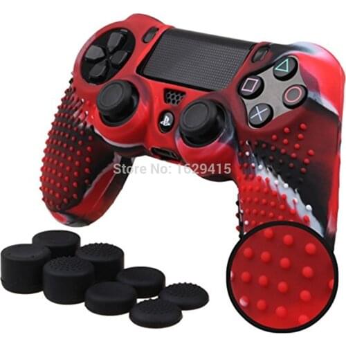 IVYUEEN 9 in 1 Studded Skin for Dualshock 4 PS4 Pro Slim Protector Case Cover with 8 Thumb Stick Grip Caps for PlayStation 4