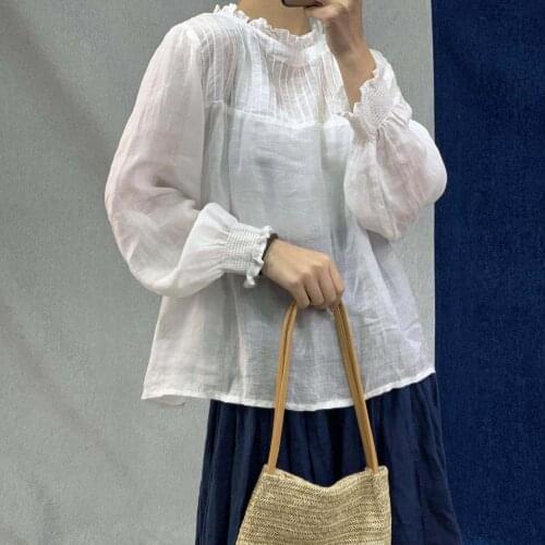 Johnature Women's Ruffle Shirts