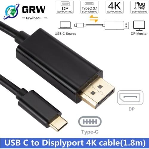 USB C to Displyport 4K cable Thunderbolt 3 TypeC to DisplayPort 1.4 alloy connector 4K@30Hz UHD XDR for laptop MacBook