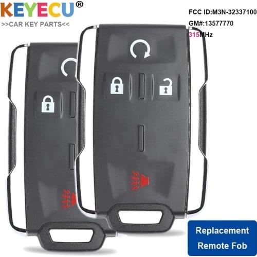 KEYECU 2PCS Keyless Entry Remote Car Key for Chevrolet Silverado 1500 2500 3500 HD 2014-2018, FOB 4 Btns - 315MHz - M3N-32337100
