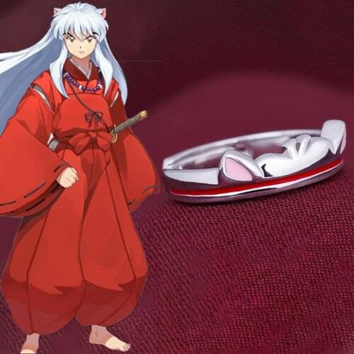 Anime Inuyasha Sesshoumaru Kikyo S925 Sterling Silver Finger Ring For Men Women Adjustable Jewelry Cosplay Accessory Xmas Gifts